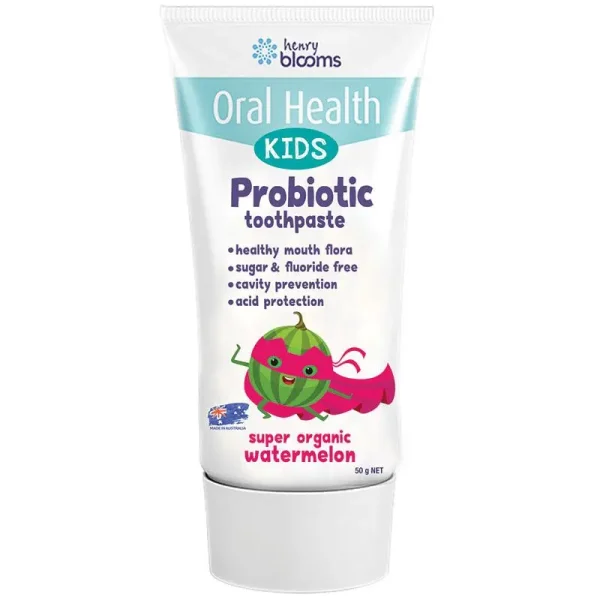 Kem đánh răng cho bé Henry Blooms Kids Probiotic Toothpaste Organic Watermelon 50g